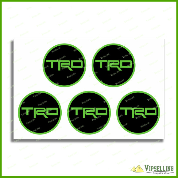 TRD Lime Green Circle Toyota Racing Development Wheel Cap Center Decals Stickers