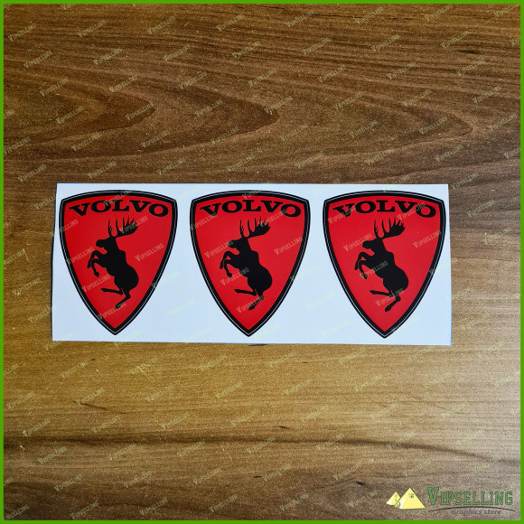 GENUINE Discontinued Traditional Red Prancing Moose VOLVO 3” Adhesive Vinyl Decals Stickers