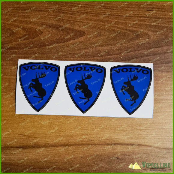 Original Discontinued Traditional Blue Prancing Moose VOLVO 3” Adhesive Vinyl Decals Stickers
