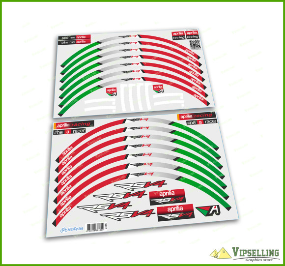 aprilia Racing RSV4 Stickers Motorcycle Laminated Wheel Rim Decals Stripes Kit 
