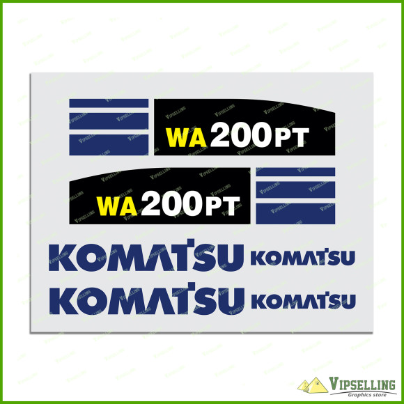 Full KOMATSU WA 200 PT Wheel Loader High Cast Vinyl Decals Stickers Kit New Super Look